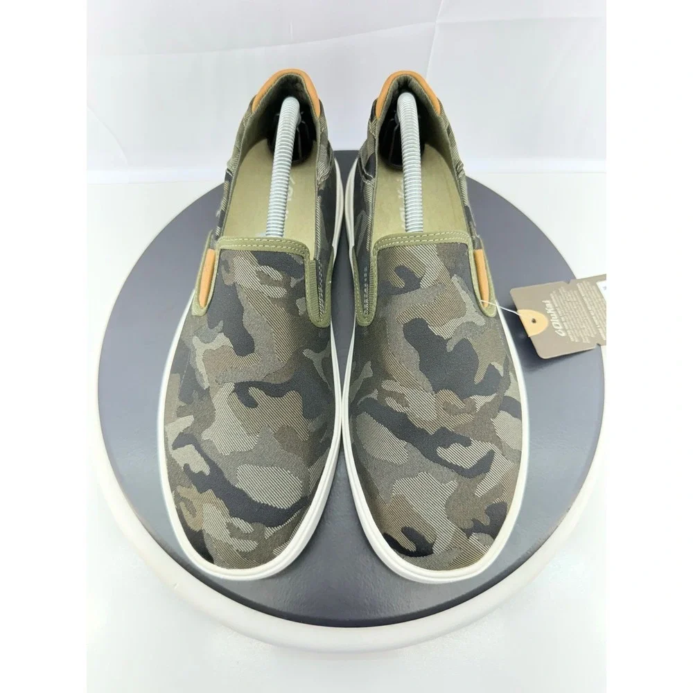 OLUKAI Lae'ahi Pa'i Mens Size 9 Slip On Camo Green‎ Boat Shoes 10444-6ZKE